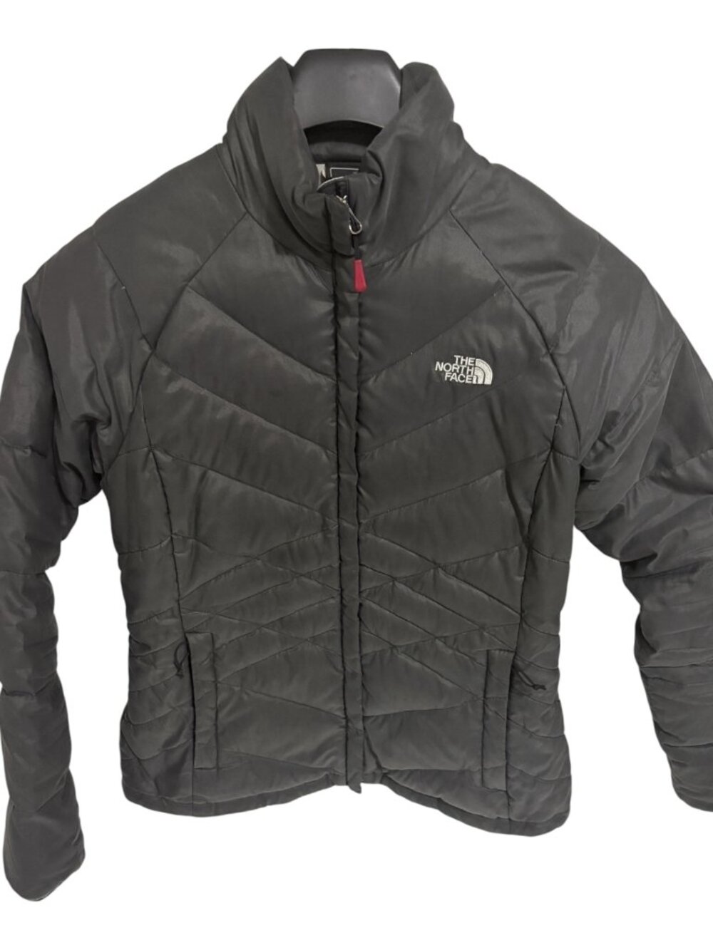 North Face Womens 550 Puffer Mid Length Jacket Size Medium Full Zip Black